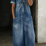 Mamma Mia Short Sleeve Denim Jumpsuit