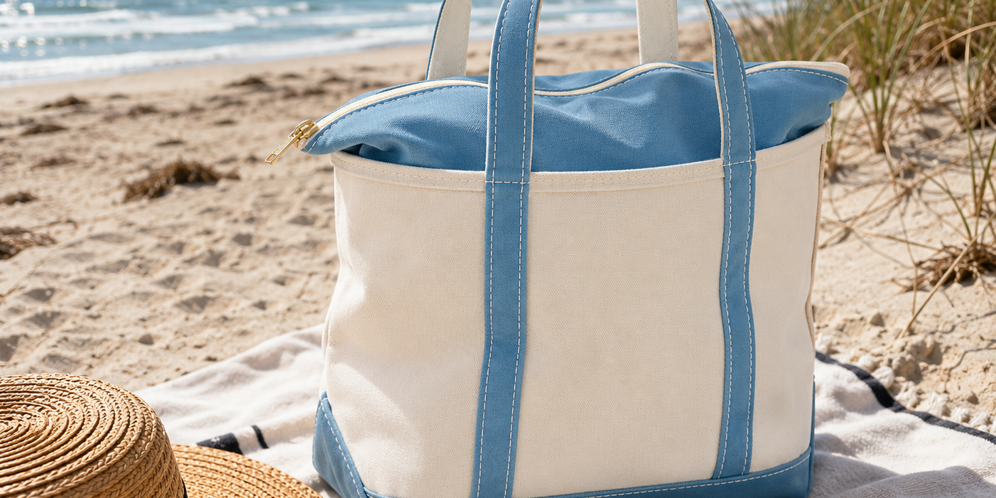 Canvas Beach Tote Bag – Zip Tote for Women