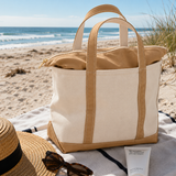 Canvas Beach Tote Bag – Zip Tote for Women