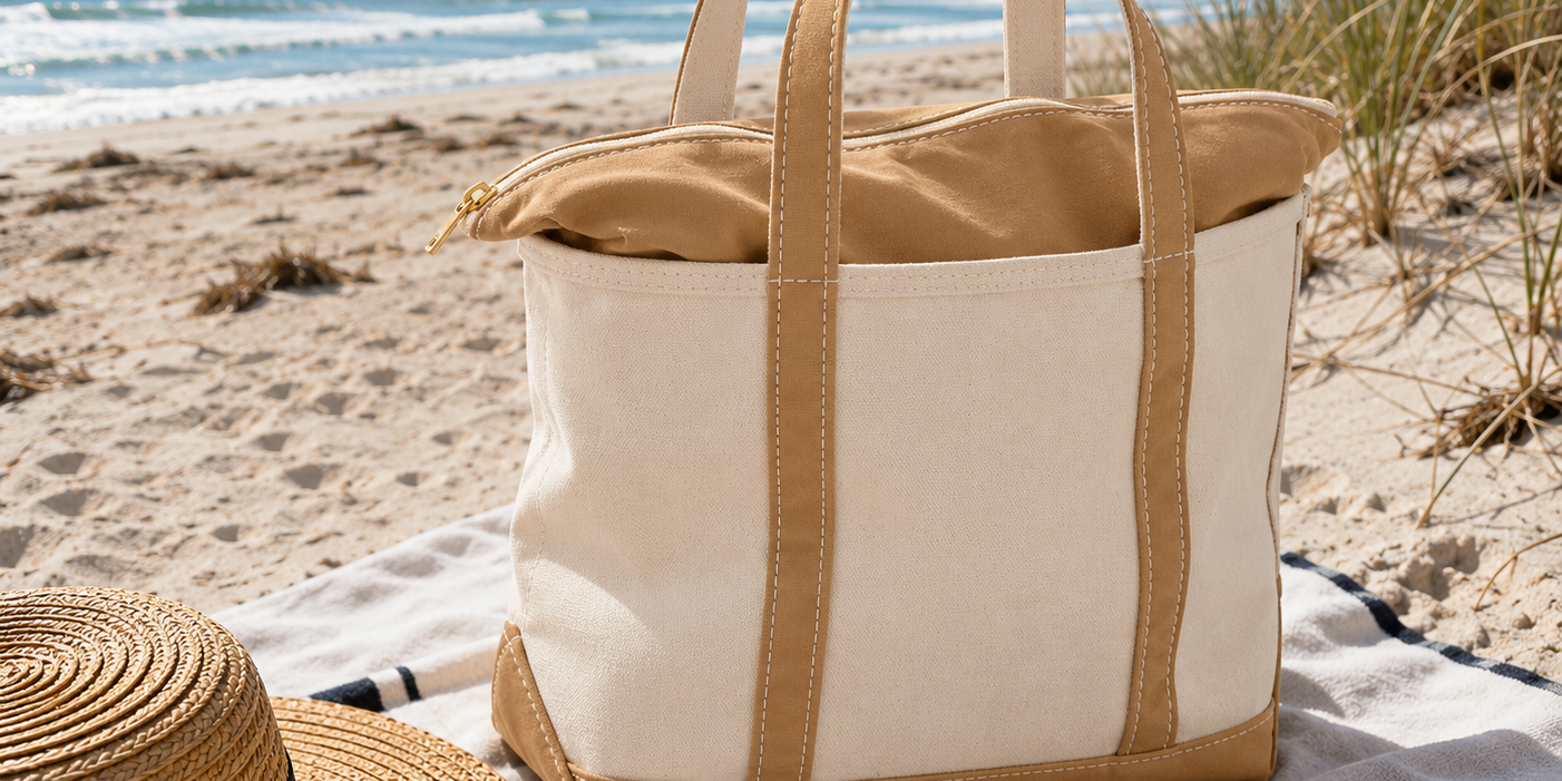 Canvas Beach Tote Bag – Zip Tote for Women