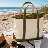 Canvas Beach Tote Bag – Zip Tote for Women
