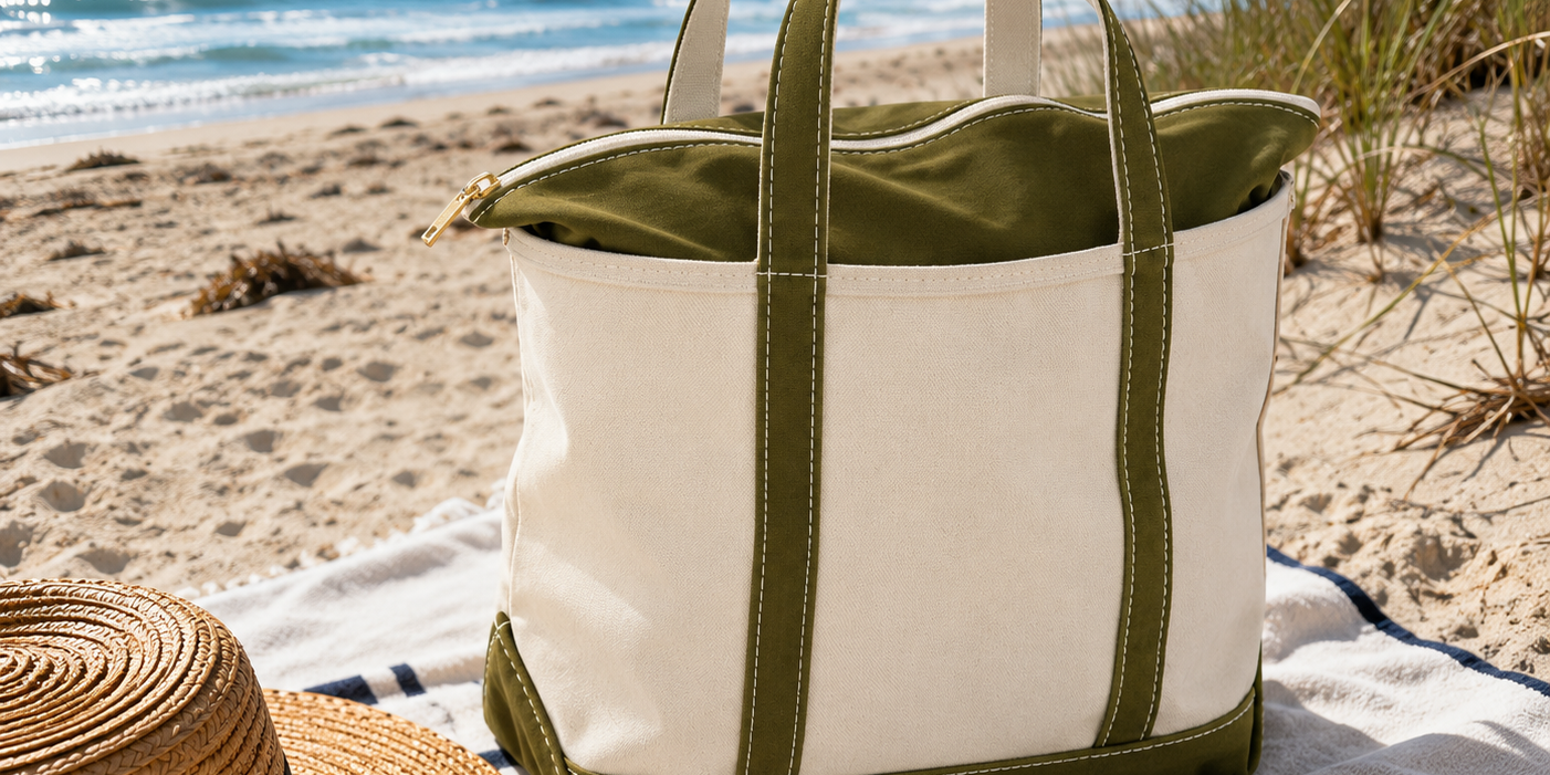 Canvas Beach Tote Bag – Zip Tote for Women