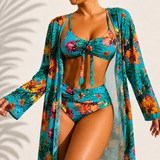 Marie | Tropical Print 3-Piece Bikini Set