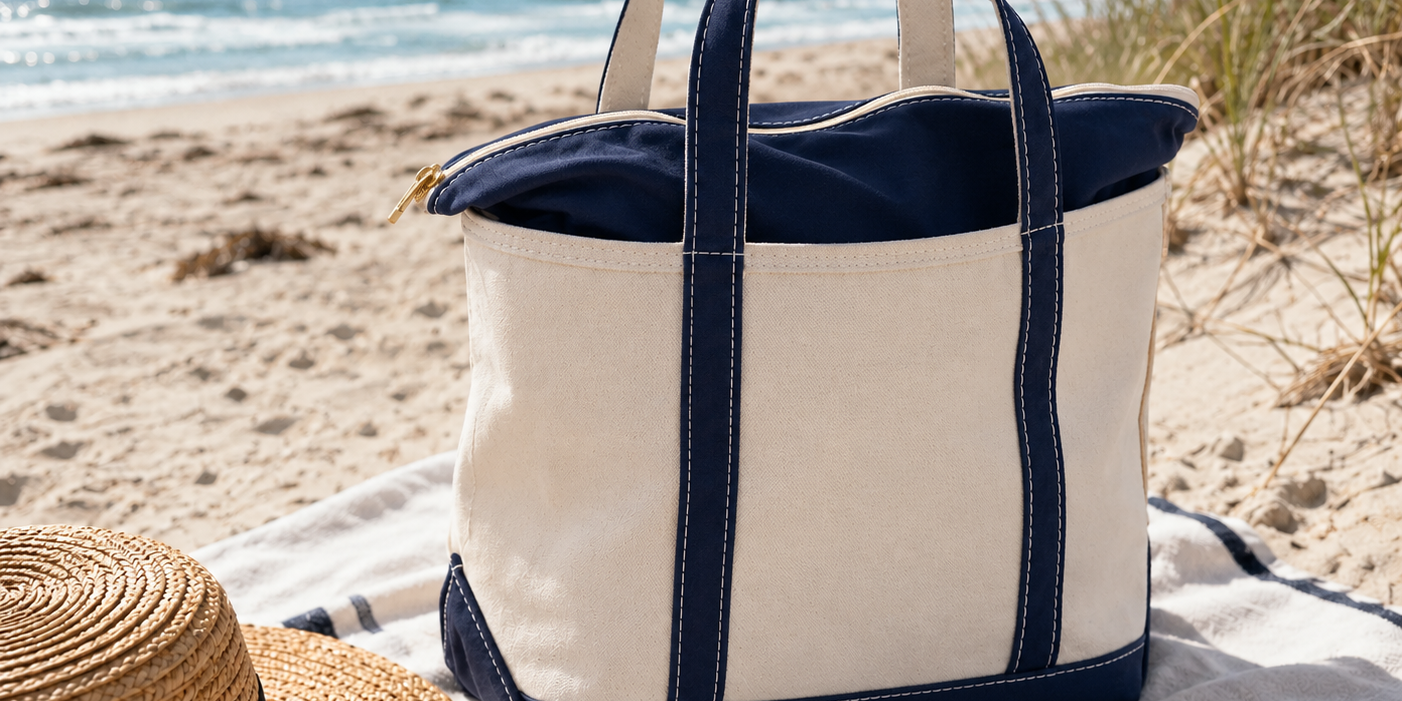 Canvas Beach Tote Bag – Zip Tote for Women