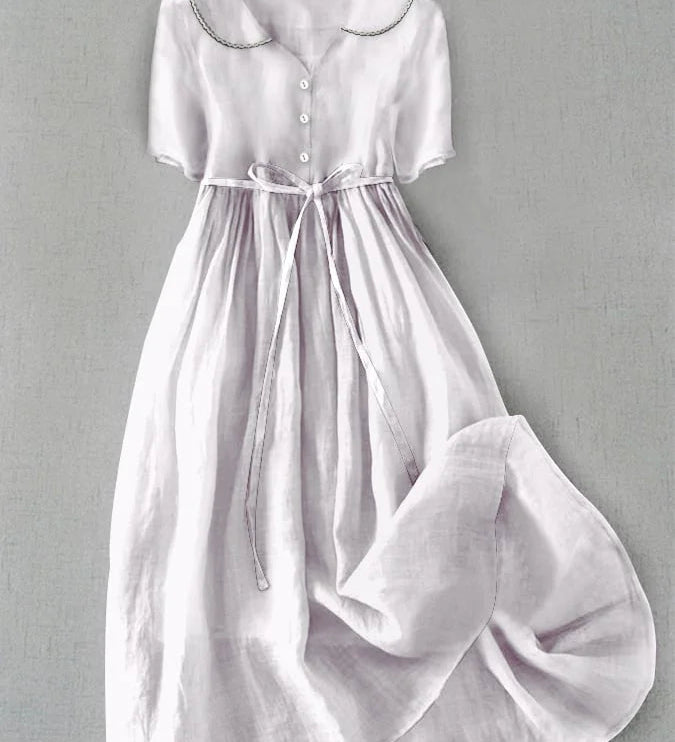 Isla | Elegant Cotton-Linen Half Sleeve Dress