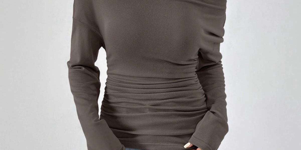 GATY™ - Chic Long Sleeve Asymmetrical Shoulder Top