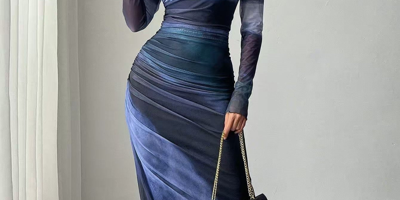 Natalia | Comfortable Printed Long Sleeve Maxi Bodycon Dress
