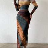Natalia | Comfortable Printed Long Sleeve Maxi Bodycon Dress