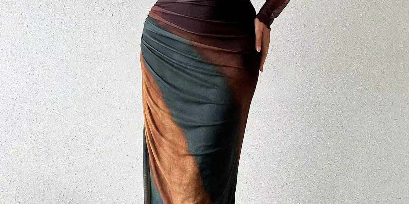 Natalia | Comfortable Printed Long Sleeve Maxi Bodycon Dress
