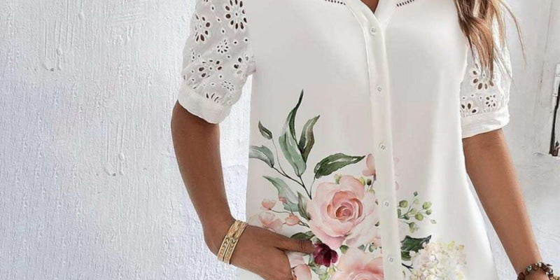 ANNELISE™ – Casual Lace Printed Blouse