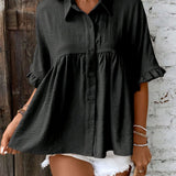 ELLASA™ - Casual Plus Size Ruffle Button-Front Blouse