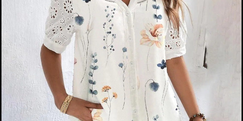 ANNELISE™ – Casual Lace Printed Blouse