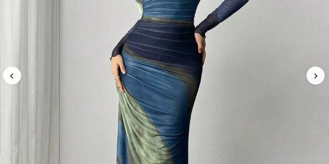 Natalia | Comfortable Printed Long Sleeve Maxi Bodycon Dress