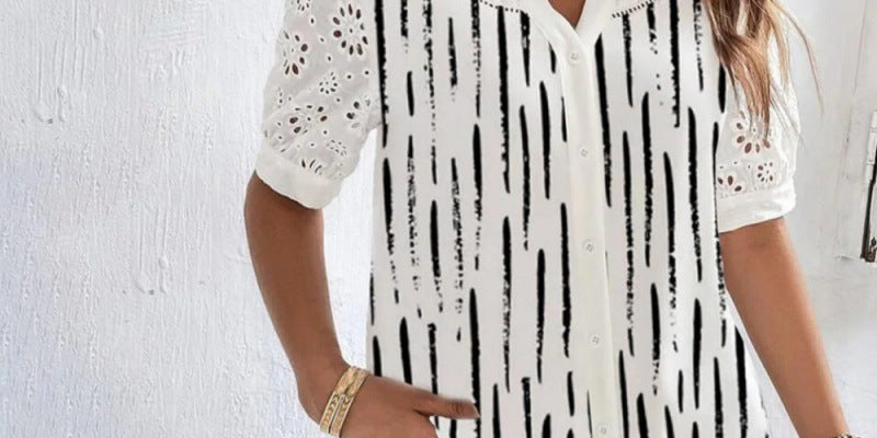 ANNELISE™ – Casual Lace Printed Blouse
