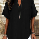 GENNEVA™ – Casual Plain Short Sleeve Blouse
