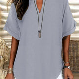 GENNEVA™ – Casual Plain Short Sleeve Blouse