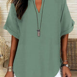 GENNEVA™ – Casual Plain Short Sleeve Blouse