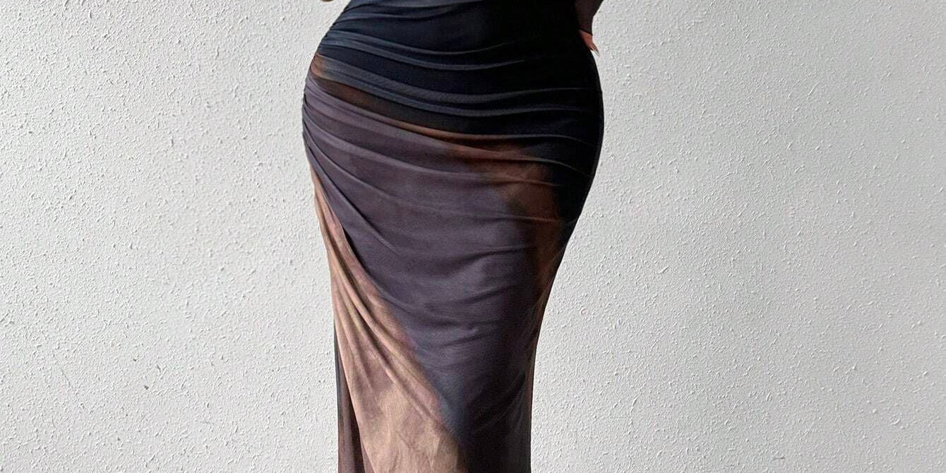 Natalia | Comfortable Printed Long Sleeve Maxi Bodycon Dress