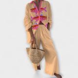 Amélia - Linen Set with Pink Fish Design