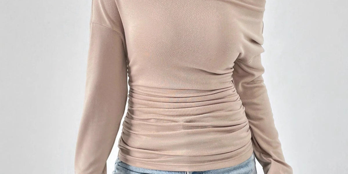 GATY™ - Chic Long Sleeve Asymmetrical Shoulder Top