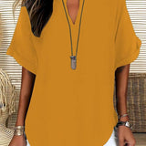 GENNEVA™ – Casual Plain Short Sleeve Blouse