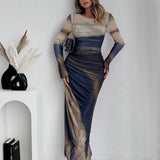 Natalia | Comfortable Printed Long Sleeve Maxi Bodycon Dress