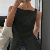 QUEENIE™ - Classy Button Front Sleeveless Outerwear Vest