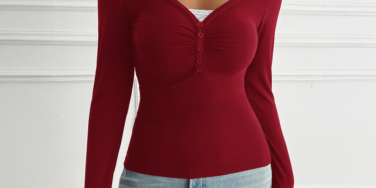 PALYA™ - Comfy V-Neck Long Sleeve Top