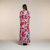 Marina - Long Dress with Elegant V Neck Print
