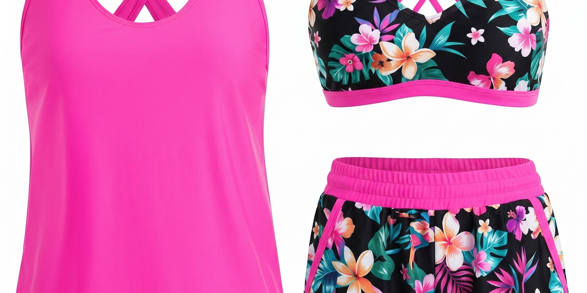 HONORIA | SPORTY THREE-PIECE TANKINI SET WITH POCKETS