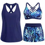 HONORIA | SPORTY THREE-PIECE TANKINI SET WITH POCKETS