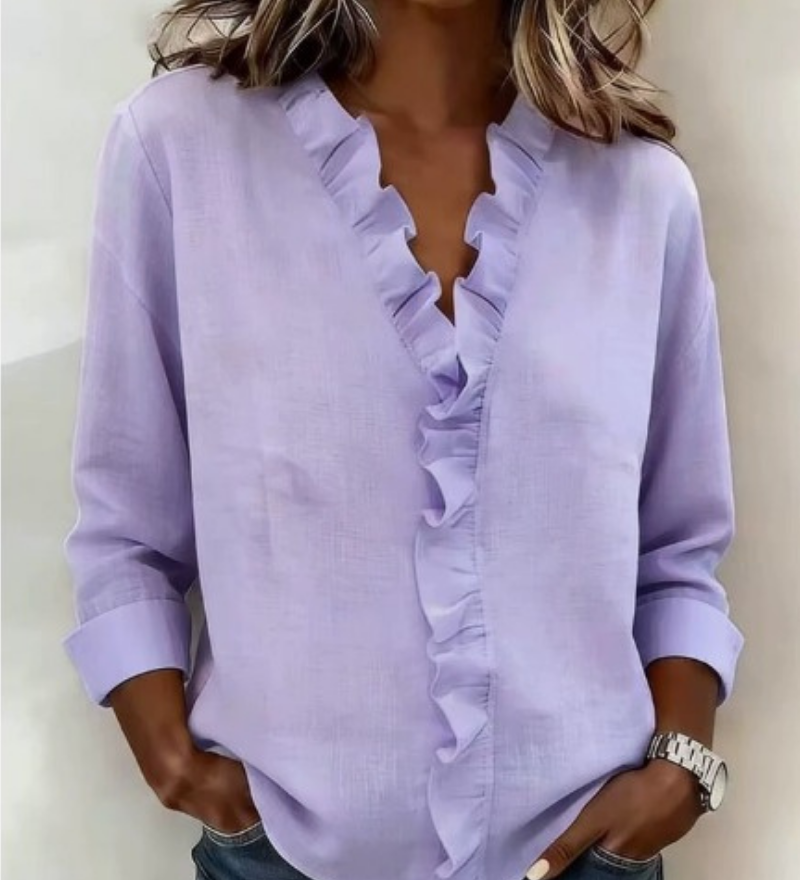 Delilah - Ruffled V-Neck Blouse