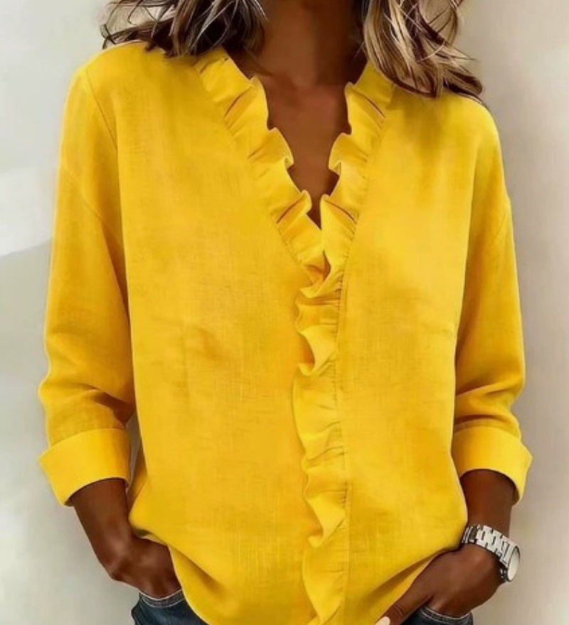 Delilah - Ruffled V-Neck Blouse