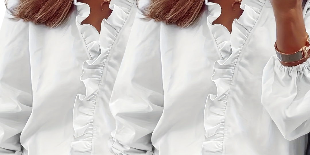 LORELEI™ - Timeless V-Neck Blouse with Ruffles for Casual Elegance