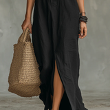 Carmen | Loose Black Maxi Dress with Buttons