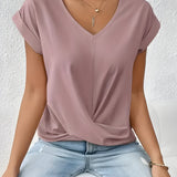 MEIKA™ – Classic Twist Detail V-Neck Top