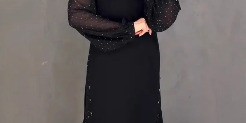 Estela | Elegant Dress with Crystals and Round Neckline