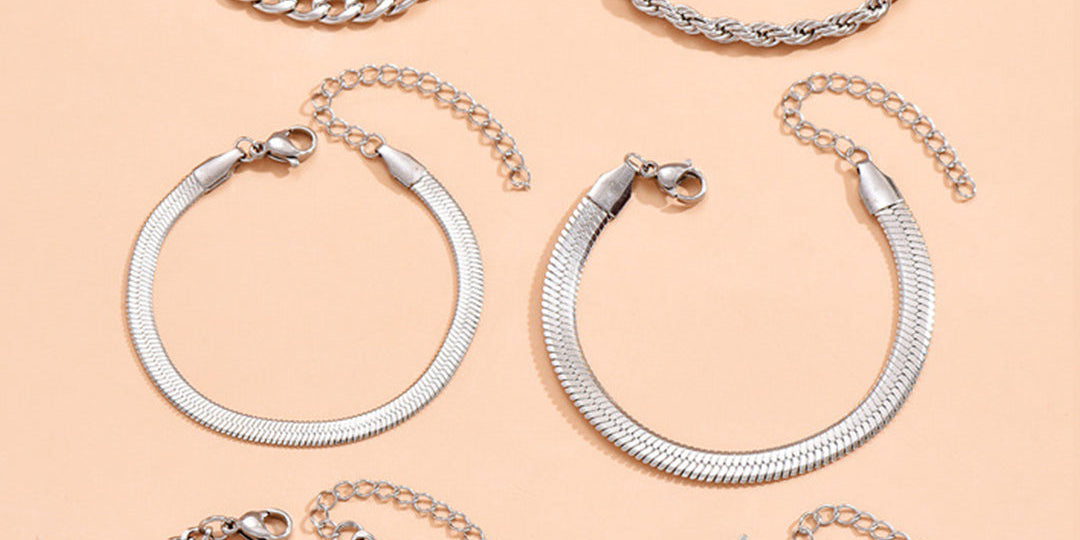 Set of 6 Cuban Chain Bracelets