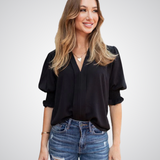 MONICA™ – Chic V-Neck Blouse