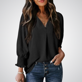 Leila – Classic V-Neck Tunic Blouse