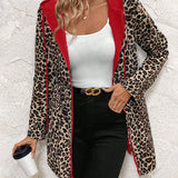 Reversible Hooded Coat with Leopard Print