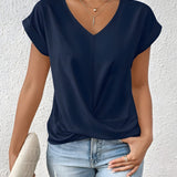 MEIKA™ – Classic Twist Detail V-Neck Top