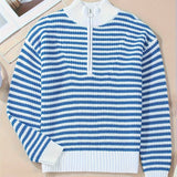 Celia | Striped Zipper Sweater