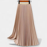 Pleated Satin Maxi Skirt