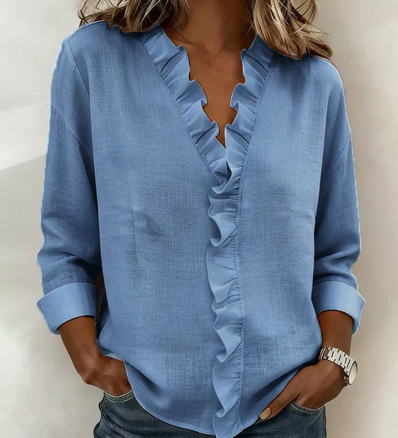 Delilah - Ruffled V-Neck Blouse