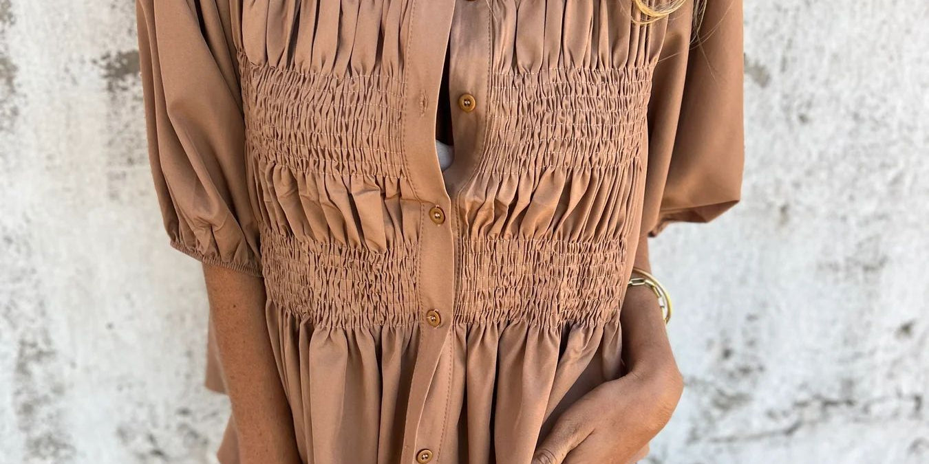 ELIZA™ - Pleated Button-Up Blouse