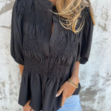 ELIZA™ - Pleated Button-Up Blouse
