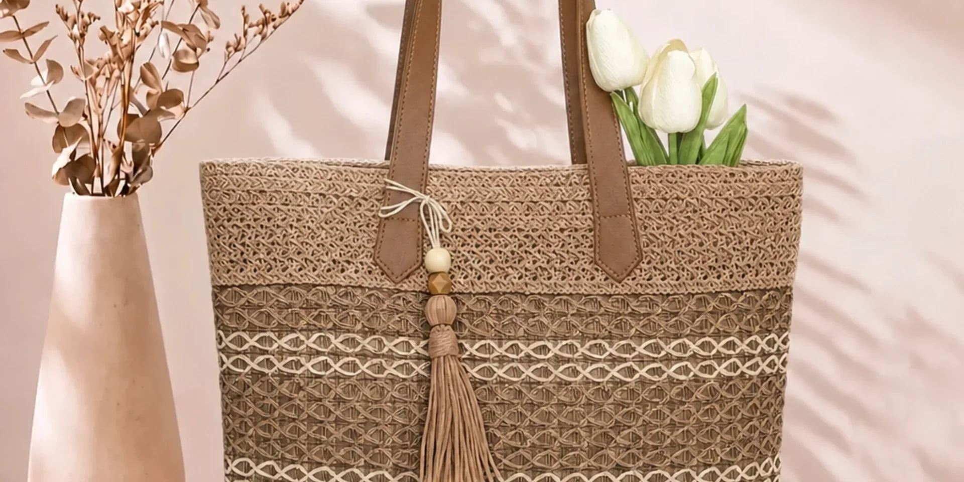 Mira | Boho Tassel Straw Tote