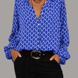 ELVIRA™ - Geometric V-Neck Blouse