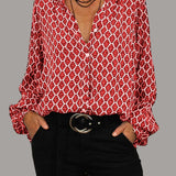 ELVIRA™ - Geometric V-Neck Blouse